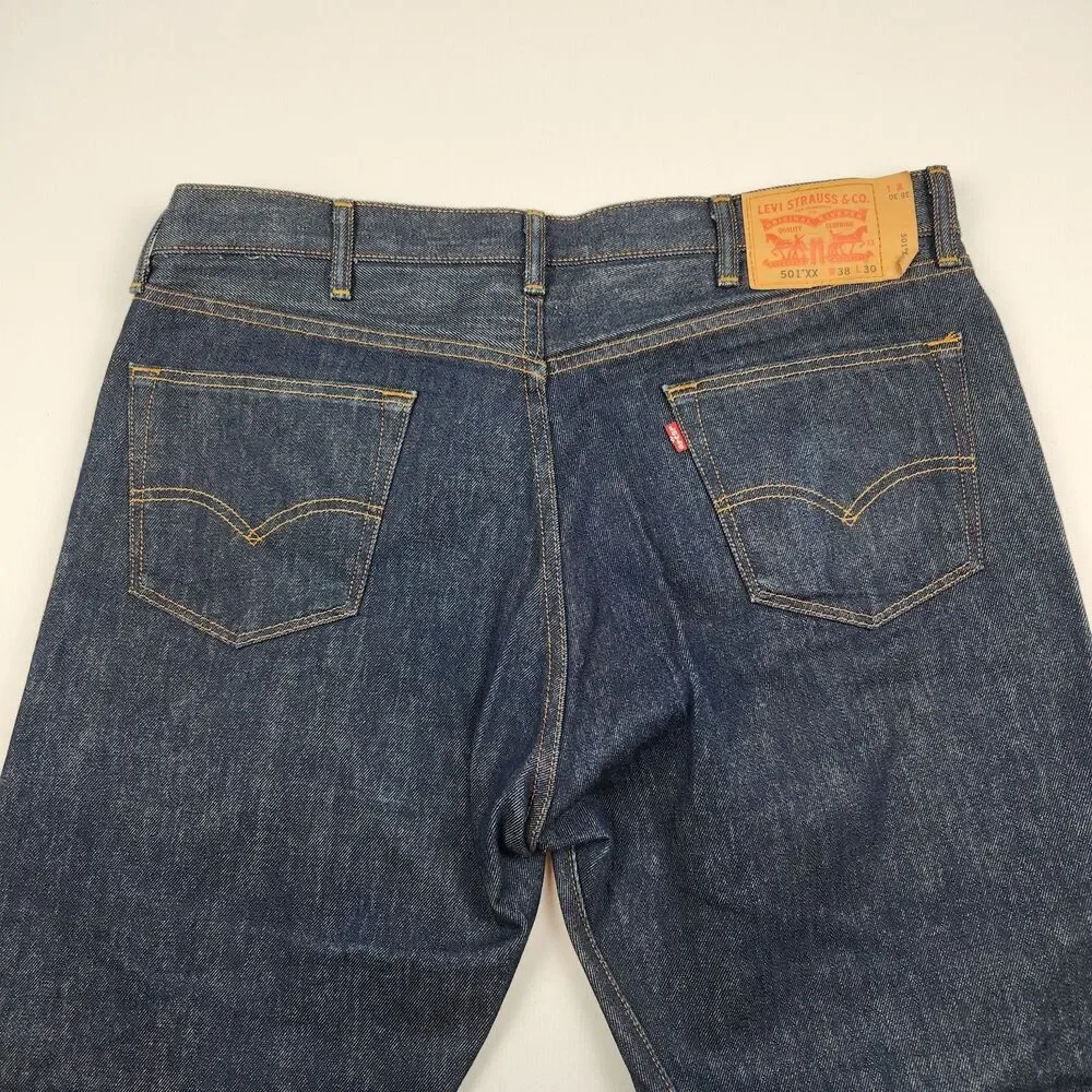 Levis 501XX Jeans Mens 38x30 Dark Wash Button-Fly Shrink-to-Fit Heavy Streetwear